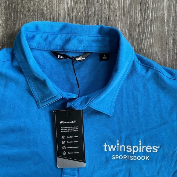 Travis Mathew Oceanside Polo Shirt Sz L Shirt Golf Short Sleeve Classic Blue NWT - Picture 2 of 7